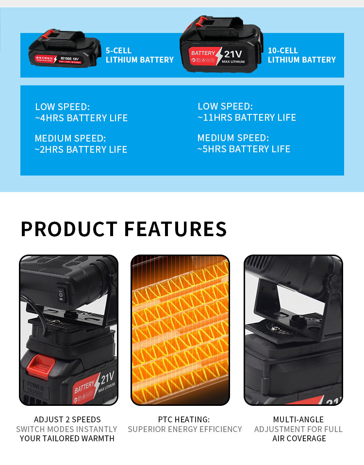 Lithium battery fan - outdoor li-ion battery heater（Black Monkey King）